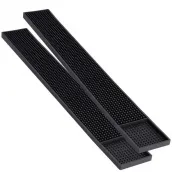 Customized Logo Counter Top Black Non-Slip Rubber Bar Mat Mini Cocktail Mat Silicone Drip Bar Mat for Spills
