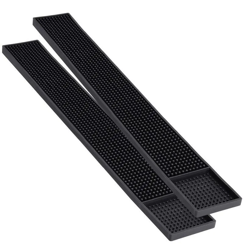 Customized Logo Counter Top Black Non-Slip Rubber Bar Mat Mini Cocktail Mat Silicone Drip Bar Mat for Spills