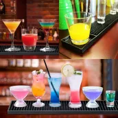 Customized Logo Counter Top Black Non-Slip Rubber Bar Mat Mini Cocktail Mat Silicone Drip Bar Mat for Spills