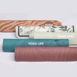 Yoga Mat Pu Natural Rubber Yoga Fitness Exercise Mat With Body Lines and Carry Strap