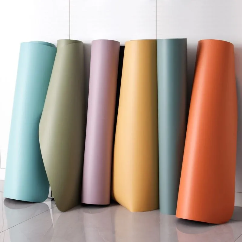 Yoga Mat Pu Natural Rubber Yoga Fitness Exercise Mat With Body Lines and Carry Strap