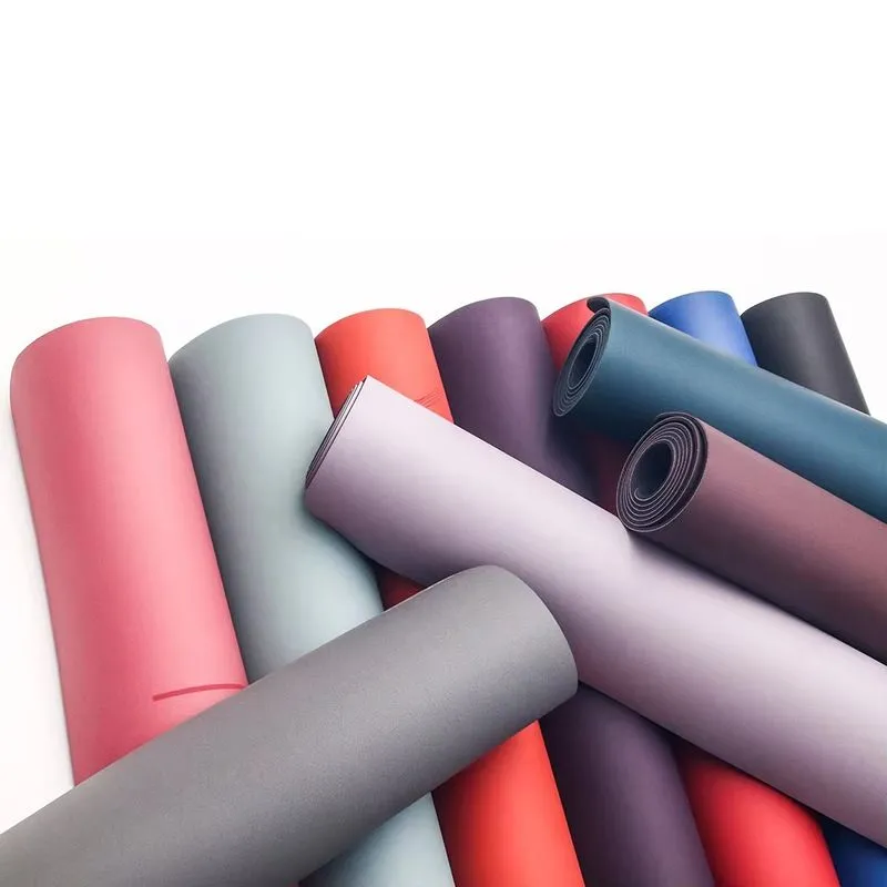 Yoga Mat Pu Natural Rubber Yoga Fitness Exercise Mat With Body Lines and Carry Strap