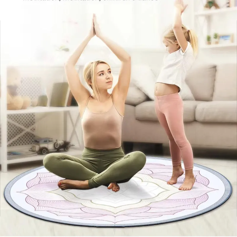 Portable Folding Eco Friendly Kids Crawling Mat Custom Printed Circle Meditation Mat Natural Rubber Cork/Suede/PU Yoga Mat