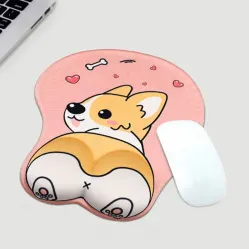 Hot Selling 3D Cute Anime Corgi Dog Two Set Wrist Support Ergonomic Ass Mouse Pads