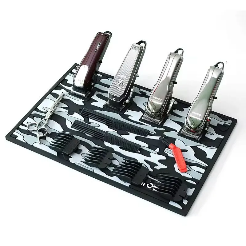 Custom Hair Salon Pvc Rubber Barber Magnetic Station Pads Mat Barber Shop Silicone Magnetic Collection Mat for Hair Clippings