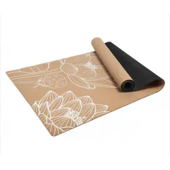 Customized logo organic environmental protection white design printed natural cork rubber yoga mat