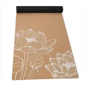 Customized logo organic environmental protection white design printed natural cork rubber yoga mat