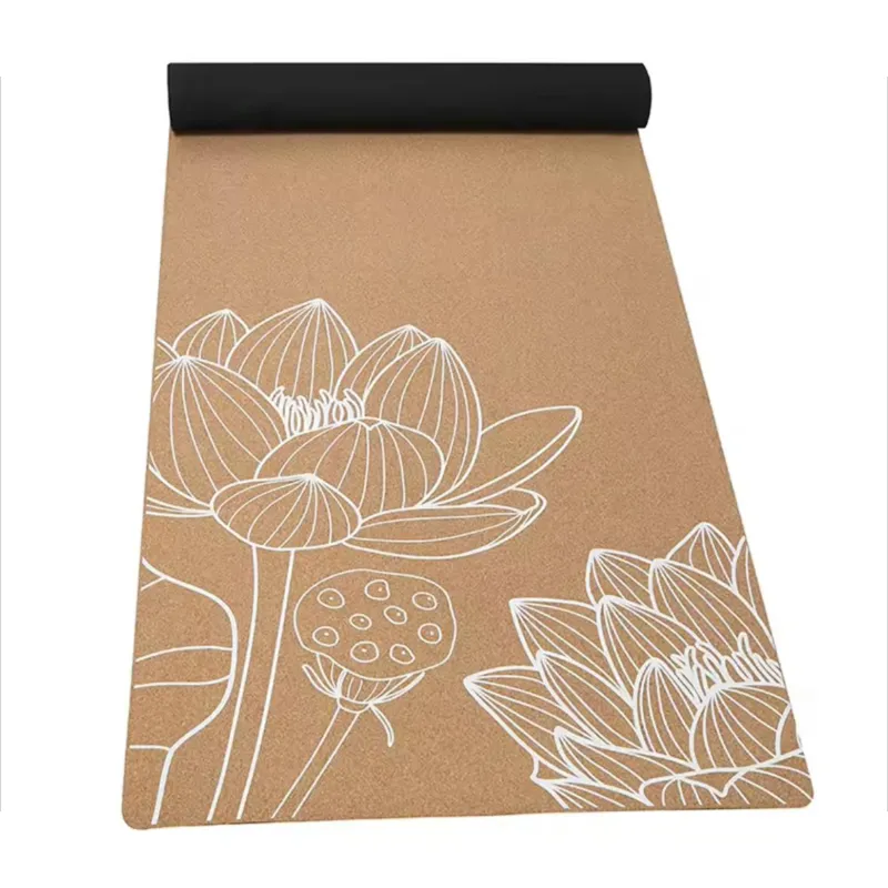 Customized logo organic environmental protection white design printed natural cork rubber yoga mat