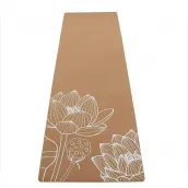 Customized logo organic environmental protection white design printed natural cork rubber yoga mat