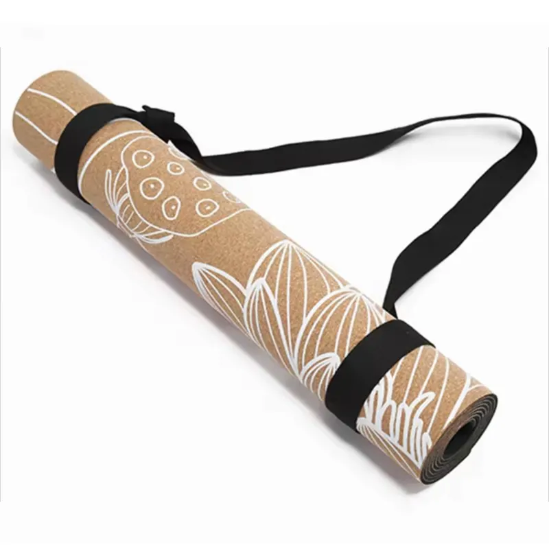 Customized logo organic environmental protection white design printed natural cork rubber yoga mat