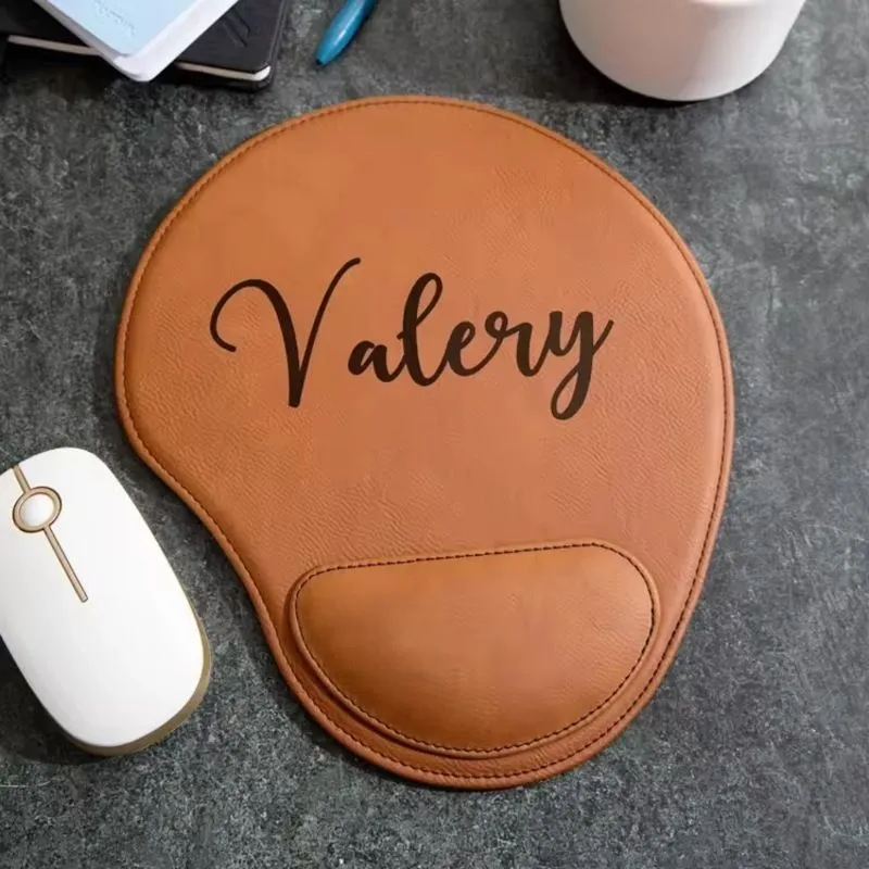 Custom Leather Mouse Pad Triangular Mouse Mat Office Desk Accessory Laserable Leatherette Gaming Mouse Pads With Wrist Rest