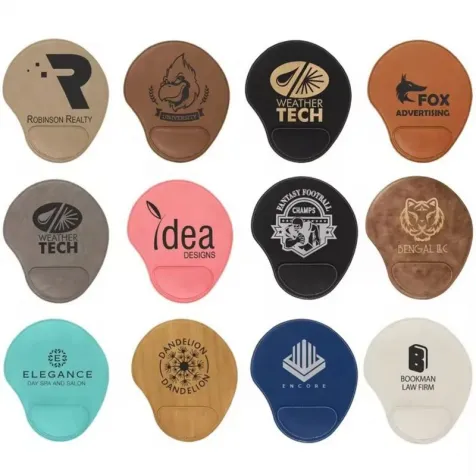Customized Logo Wholesale Personalized Luxury Laserable Pu Leather Wrist Rest Computer Mouse Pad