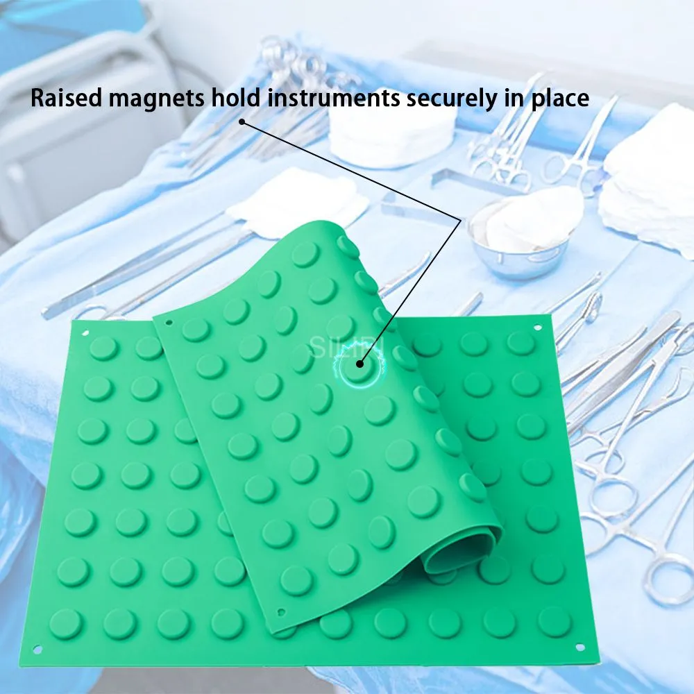 SILIPI Magnetic Instrument mat, 12" x 16", Magnetic mat Reusable, Autoclavable