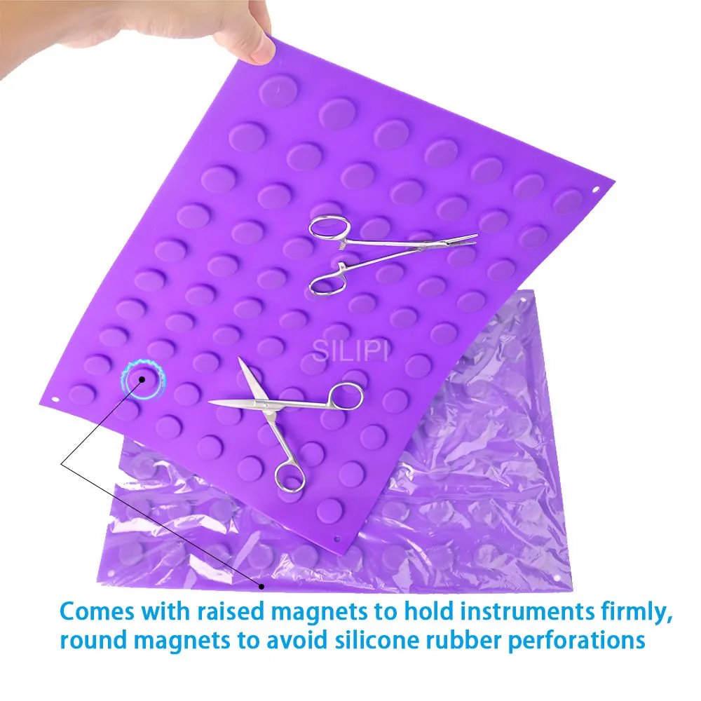 SILIPI Silicone Magnetic Instrument mat, 12 X 16 Inches, Reusable and Autoclavable Instrument Trays Magnetic Mats