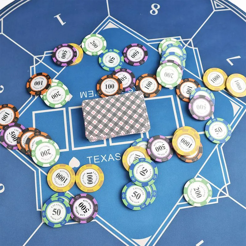 Texas Hold'em tablecloth, table mat, square and round chips, rubber pads