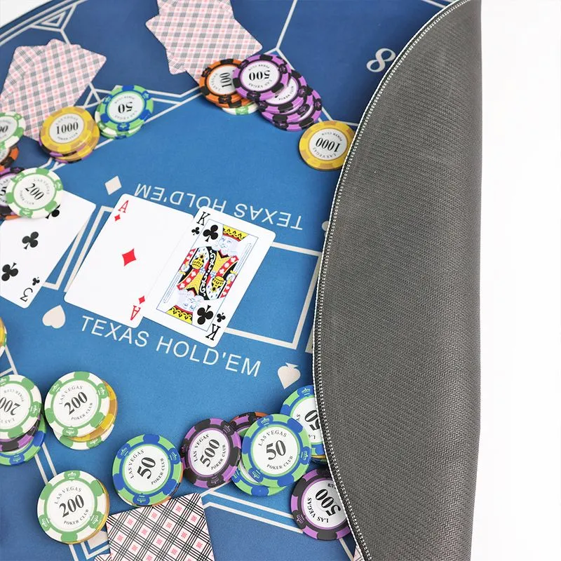 Texas Hold'em tablecloth, table mat, square and round chips, rubber pads
