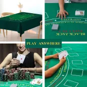 Poker Table Mat, 47x23.6 Inch Blackjack Table Non-Slip Rubber Poker Mat