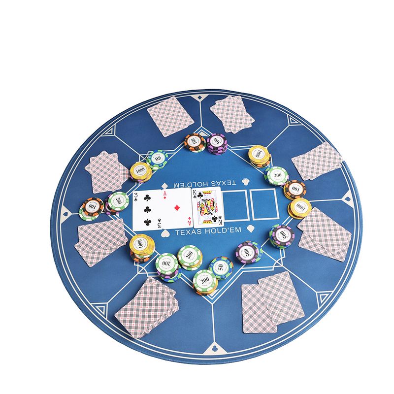 Texas Hold'em tablecloth, table mat, square and round chips, rubber pads