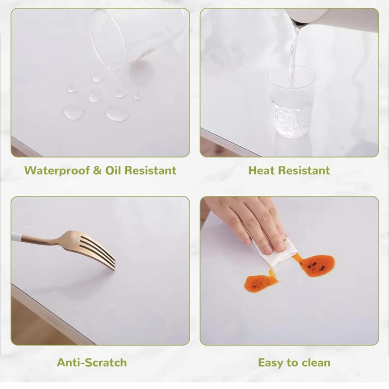 Customizable size and shape printed pattern transparent PVC table mat